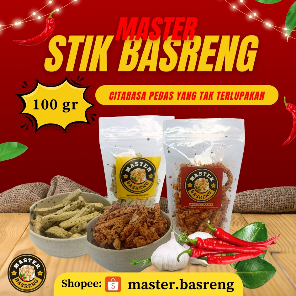 

Master Basreng Kemasan 100 gr Pedas Mantap