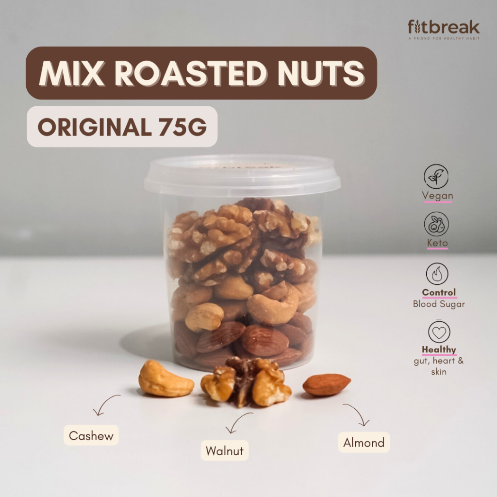 

Mix Roasted Nuts (Almond, Cashew, Walnut) Kacang Panggang Asli Sehat Keto Snack Tanpa Perasa
