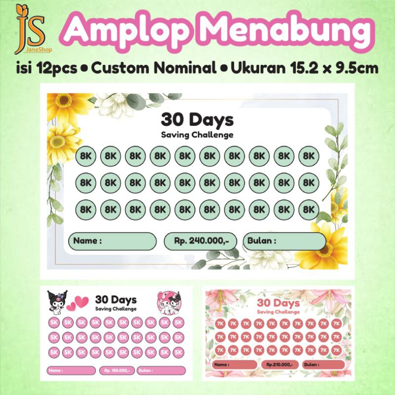 

Isi 12 Pcs Amplop Nabung Tantangan Menabung Aesthetic Amplop Savings Challenge Target Menabung