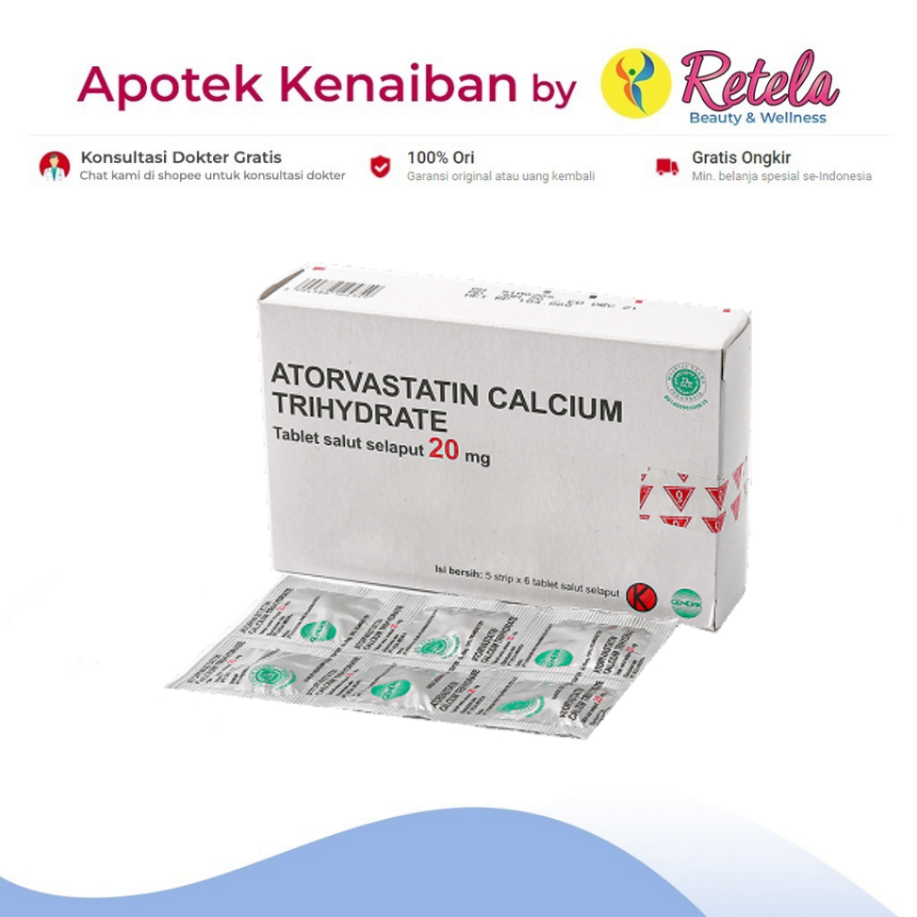 ATORVASTATIN 20 MG BOX 30 TABLET DEXA