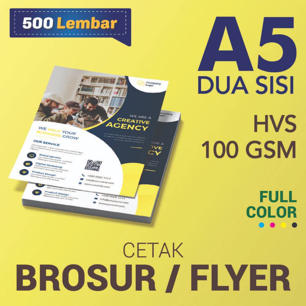 

CETAK BROSUR / FLYER A5 dua sisi Hvs 100 gsm