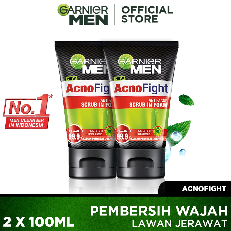 ART A87I PAKET HEMAT ISI 2 Garnier Men Acno Fight AntiAcne Scrub In Foam Skin Care  1ml