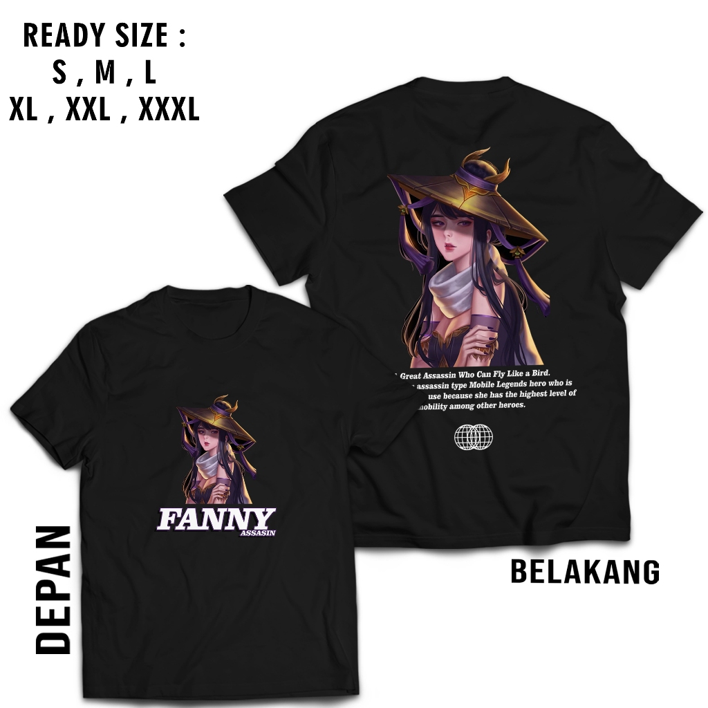 Kaos T-shirt Hero Mobile Legend FANNY ASSASIN Baju MLBB Gamers Distro Atasan Pria Wanita Premium