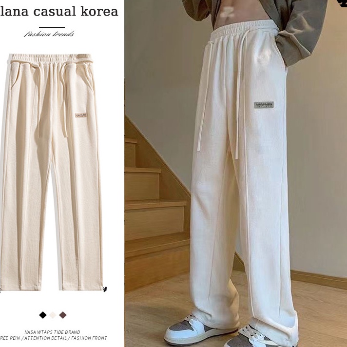 Stok terbaru putih celana panjang polos celana loose pants daily celana santai celana korean style c