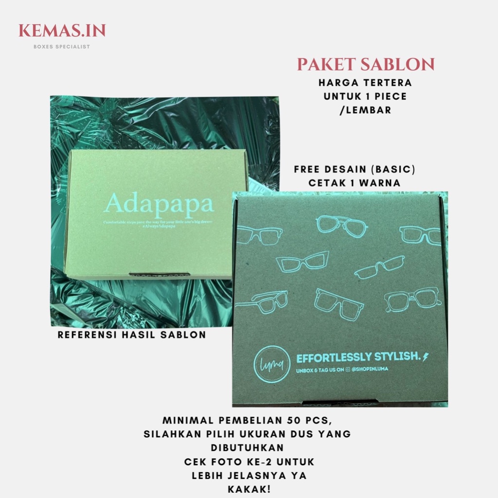 Sablon Custom Box 20x20x5 Kardus Custom Desain Murah / Sablon Kardus Packaging / Cetak Custom Logo b