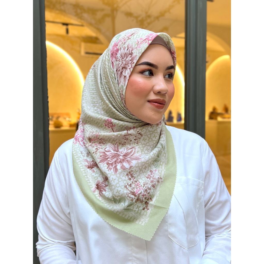 MOISSA Hijab Voal Motif Bunga Abstrak SAGE