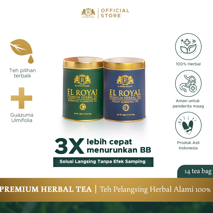 

55 COD El Royal Premium Herbal Tea 1 Paket 1 Morning Slimming Tea 1 Night Slimming Tea 3 X Lebih Cepat Menurunkan BB Solusi Langsing Tanpa Efek Samping