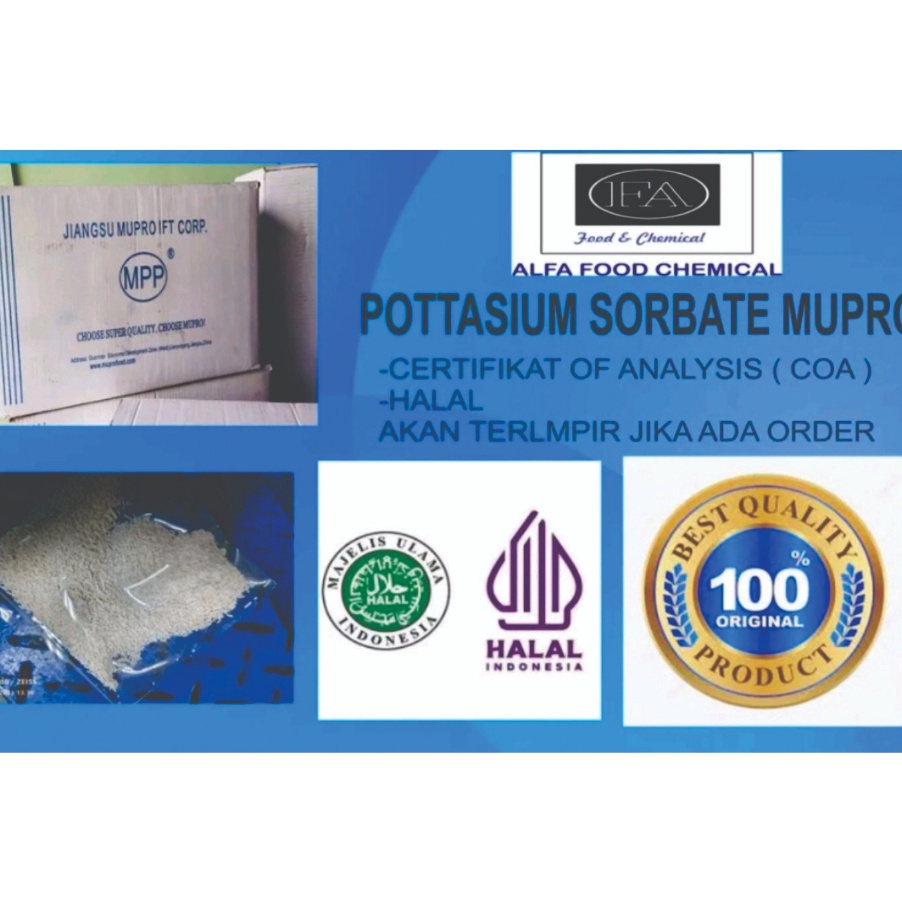

TERBARU POTTASIUM SORBATEPENGAWET MAKANAN DAN MINUMAN BERSERTIFIKAT HALAL