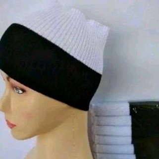 Ciput inner Bandana Rajut 2 warna Hitam Putih