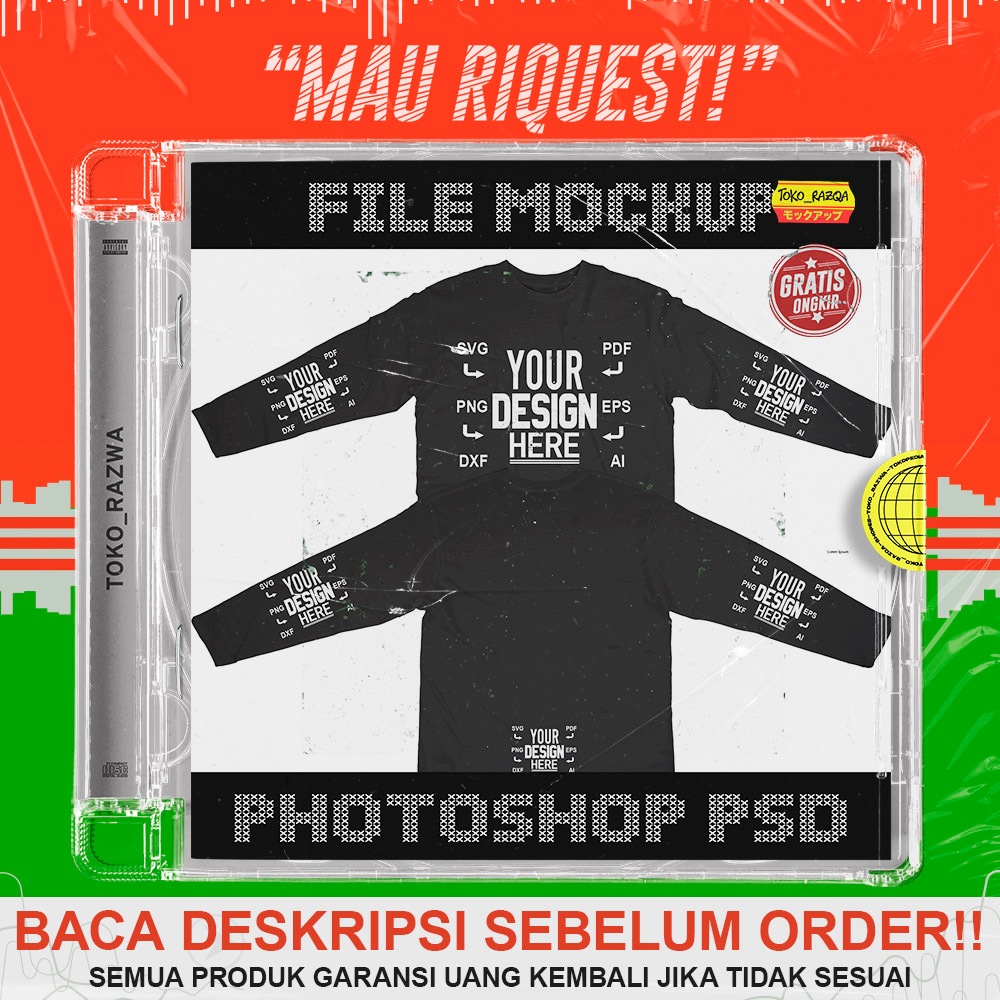 140224 - longsleeves Reguler T-shirt - Kaos Lengan Panjang Regular - Photoshop Mockup