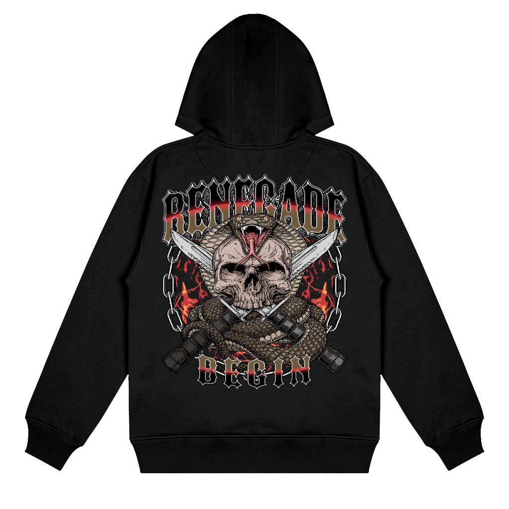 Hoodie Hitam Renegade Cotton Fleece 280Gsm BGNAPPRL