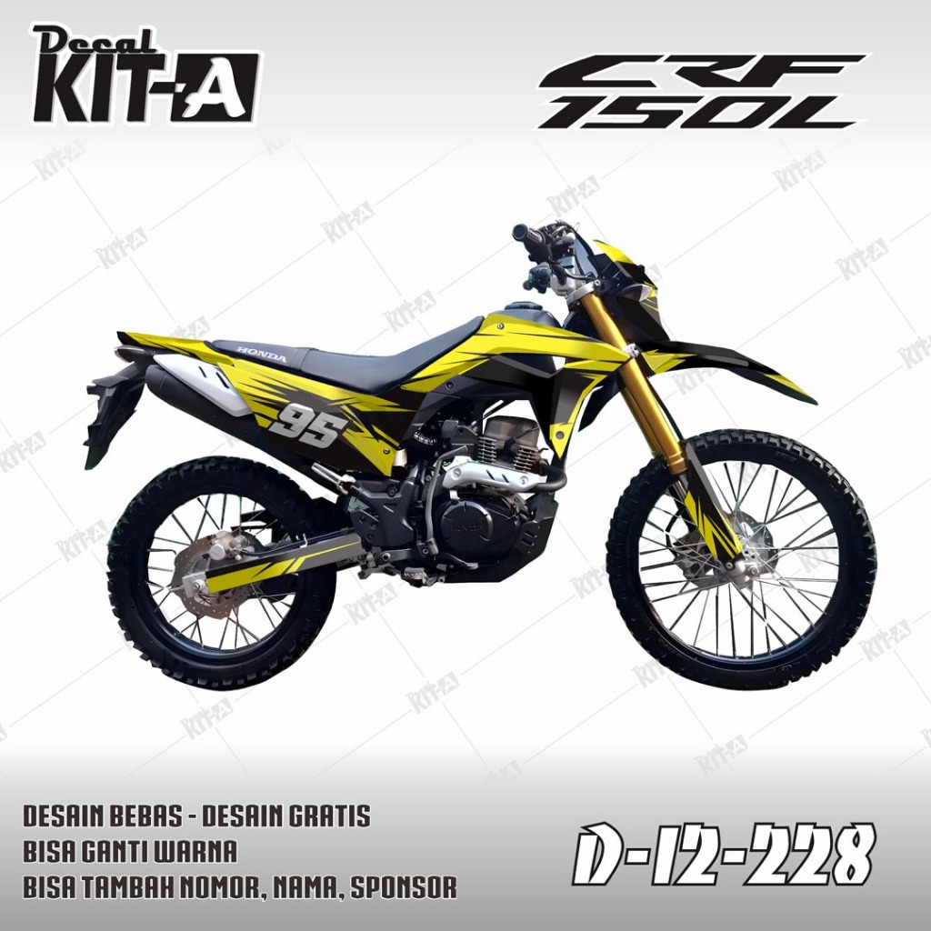 Decal Stiker CRF 150L Dekal Variasi Sticker Striping Custom Full Body kuning D-I2-228