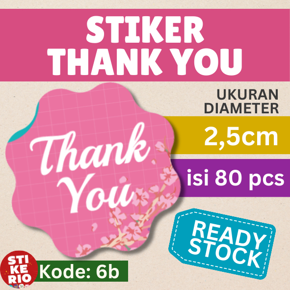 

Stiker Thank You | Stiker Label Terima Kasih | ukuran 2,5cm | 80 pcs | 6b | Murah