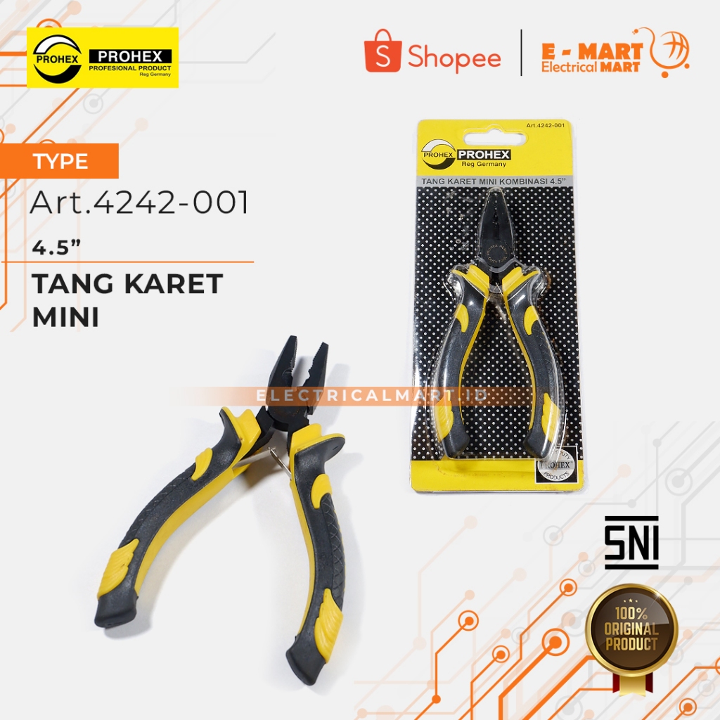 PROHEX Tang Lancip Mini Kombinasi 4.5”