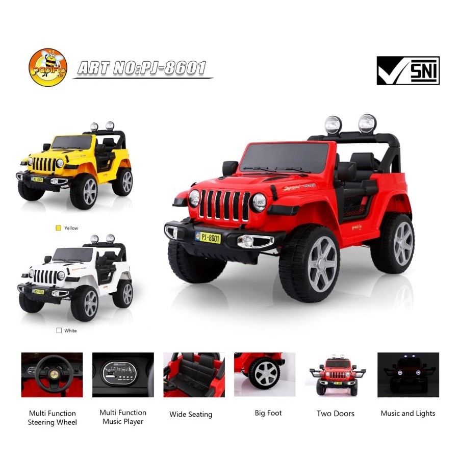 Mainan Anak Mobilan Aki Jeep Pacific PJ-8601 / PJ 8601+ Ban Eva Karet