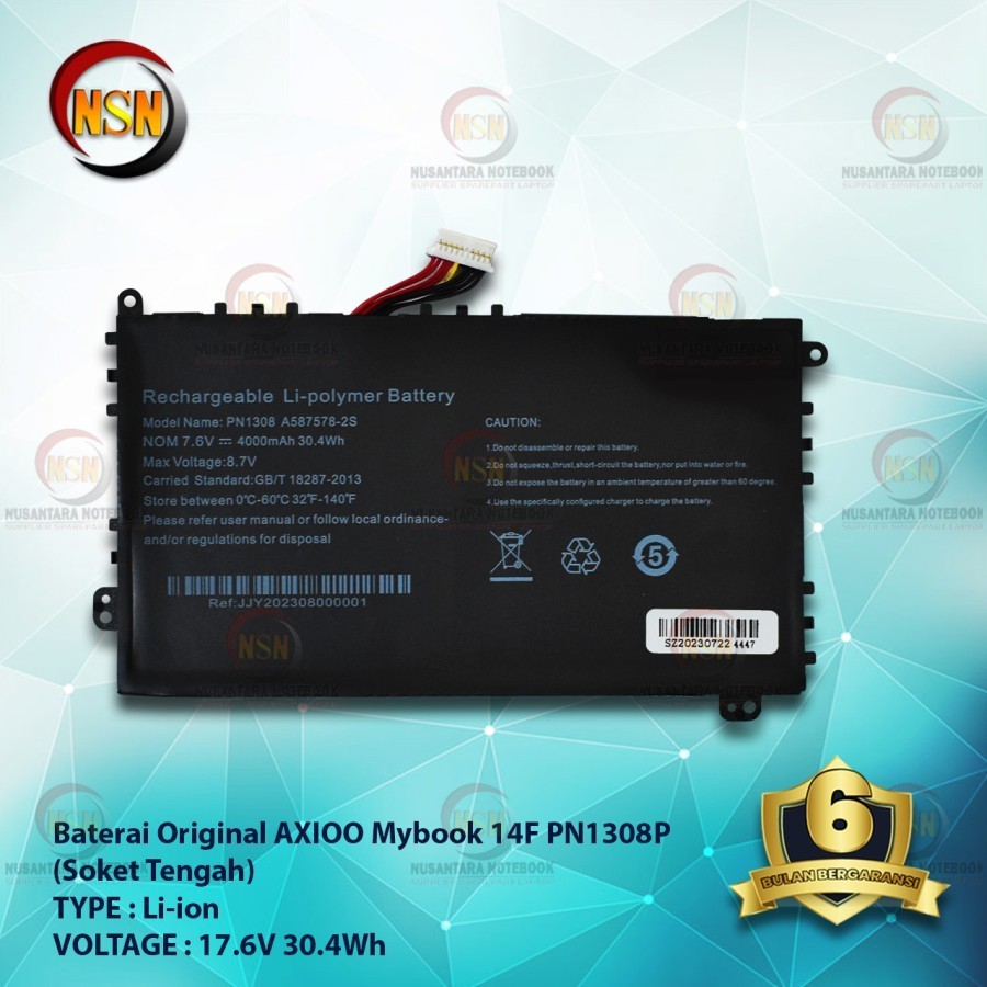 Baterai for AXIOO  Mybook 14F PN1308P/21J0M A587578-2S - Kabel Tengah ORI