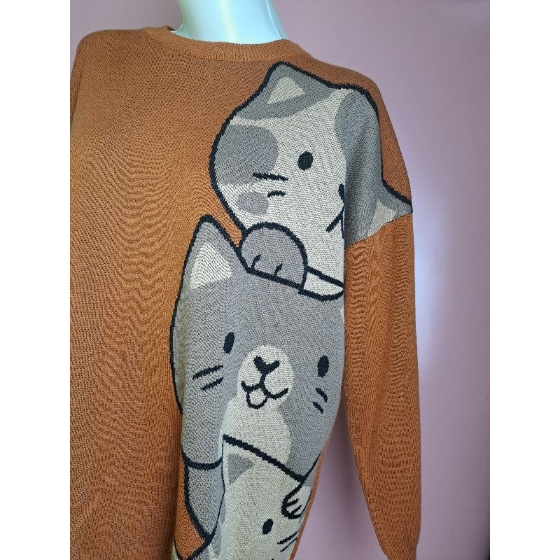 Atasan/Rajut Motif Kucing Terakota