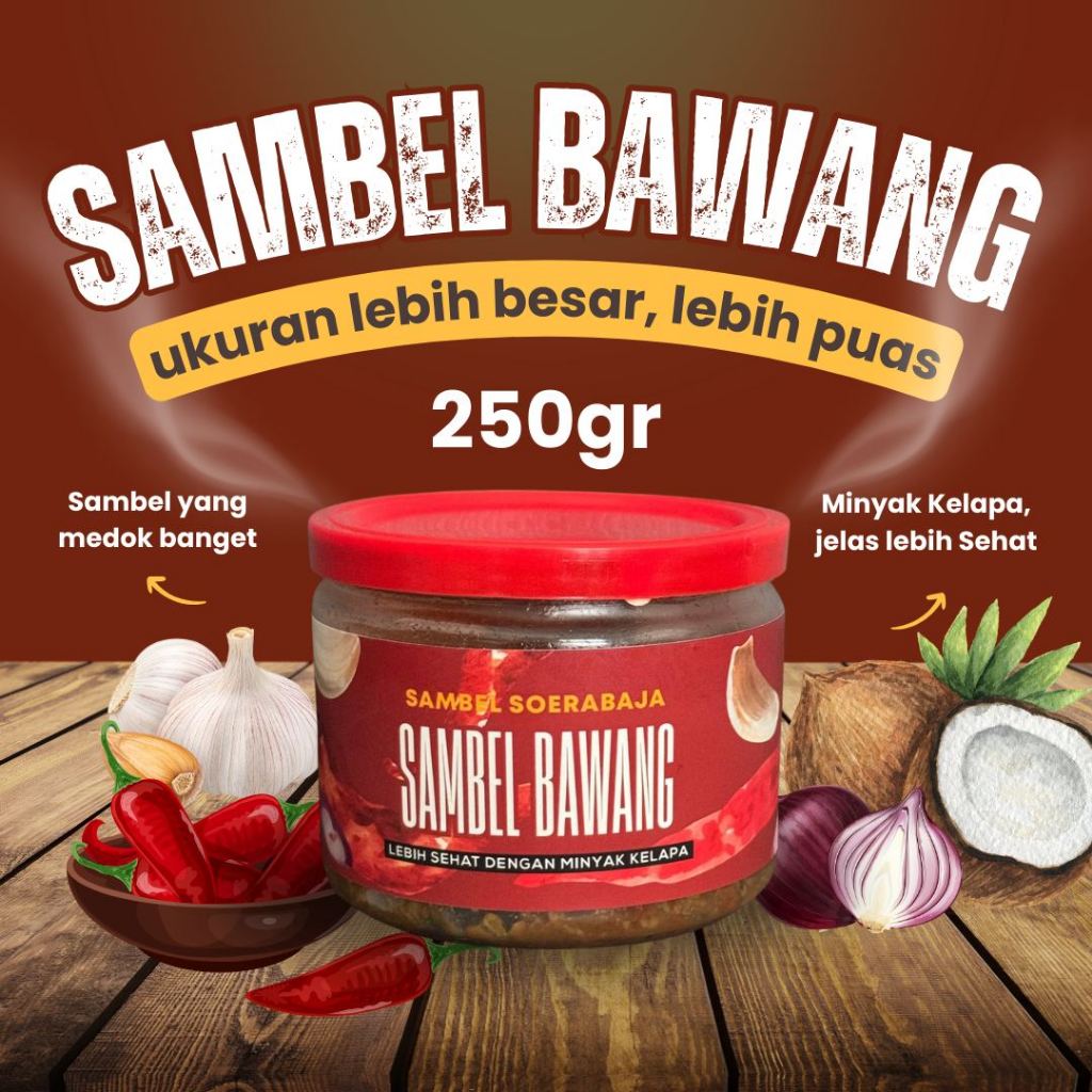 

Sambal BAWANG 250gr SAMBEL SOERABAJA Inovasi Terbaru Dunia Persambelan DENGAN BAWANG UTUH