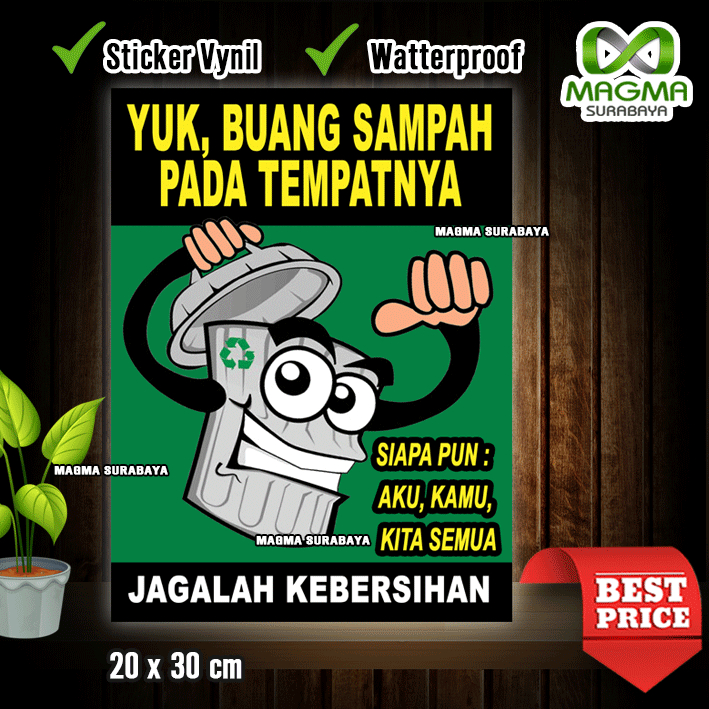 

Stiker Yuk Buang Sampah pada tempatnya BG - jagalah kebersihan