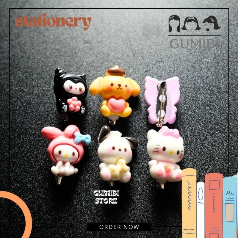 (12pcs) Lusinan Bros Pin Sanrio Peniti Brooch Bros Motif Sanrio