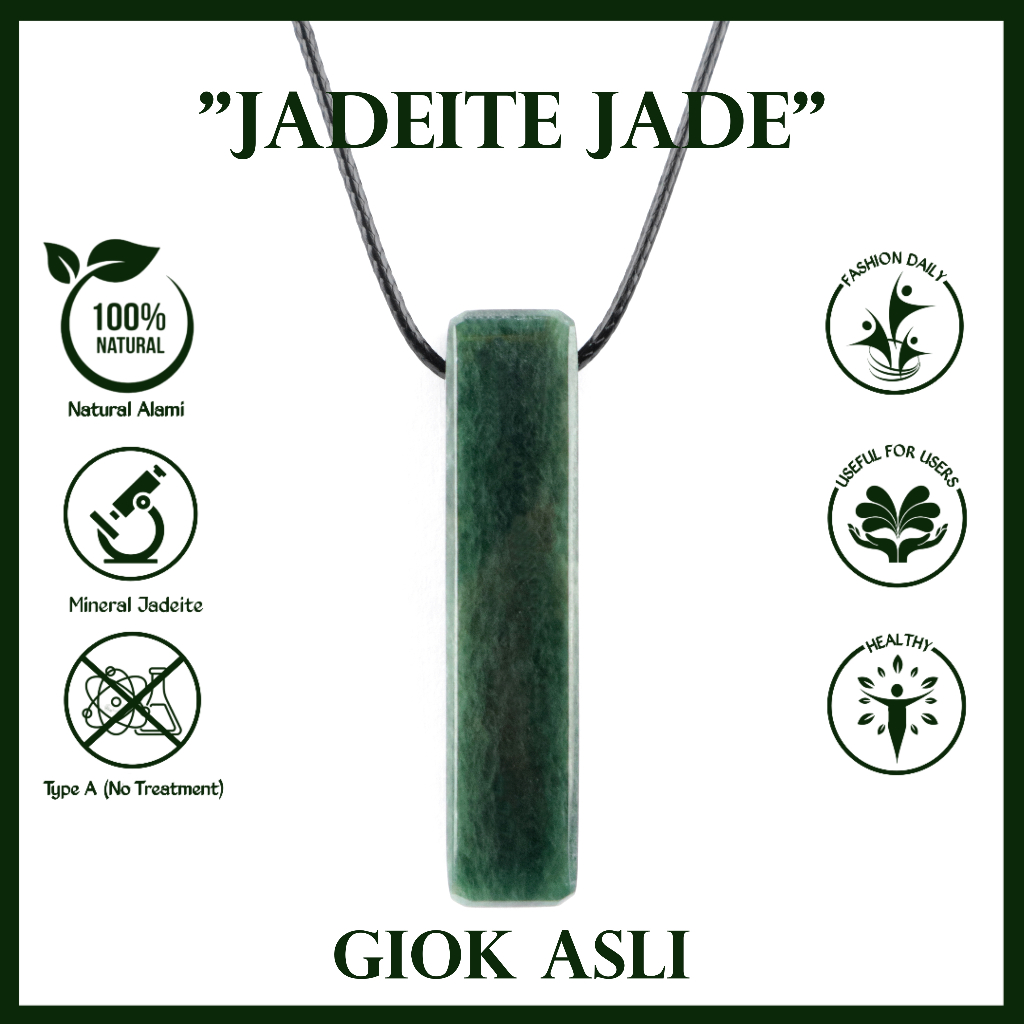 Ale Kalung Liontin Batu Giok Hitam Natural Black Jadeite Jade Original Pria Wanita