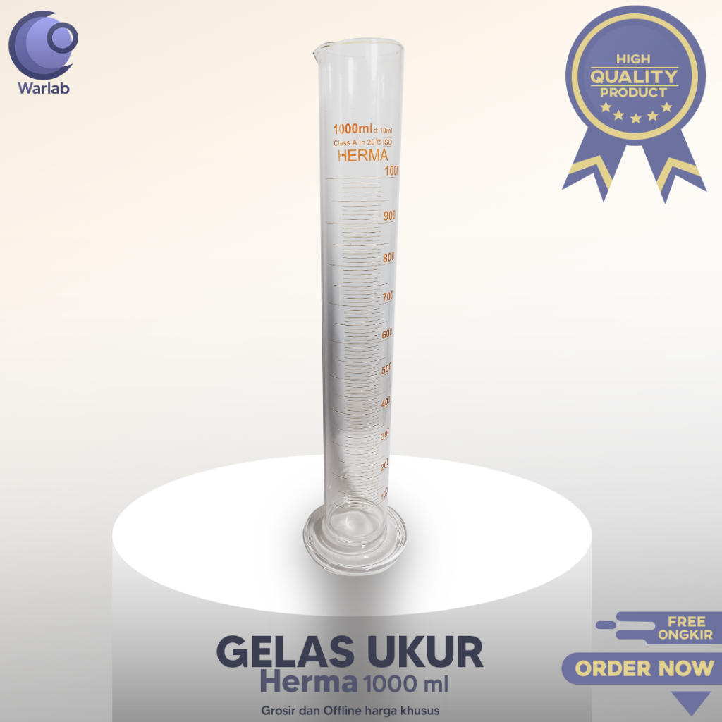 Herma Gelas Ukur 1000 ml (1 L) / Measuring Cylinder/ Gelas Ukur Kaca