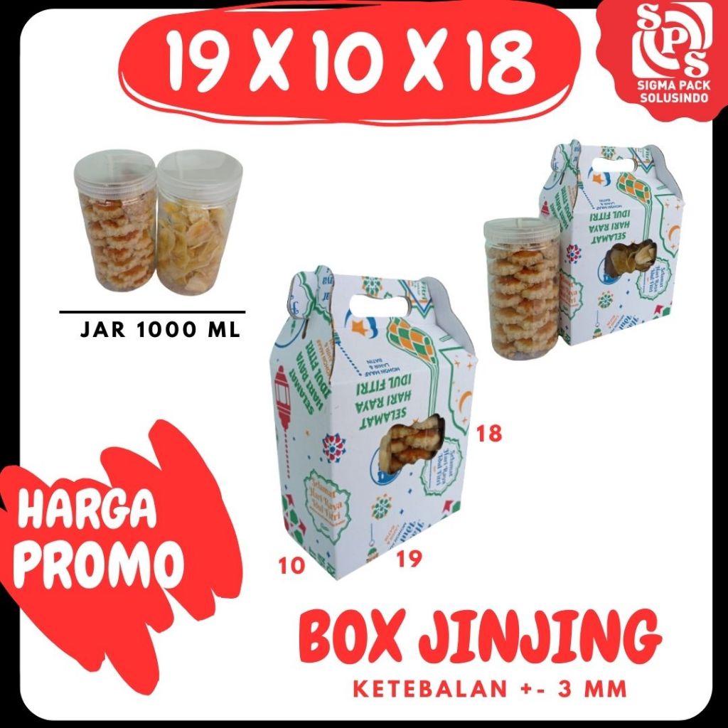 Box Kue_Kering 19x10x18 Jinjing (KUKER TOPLES JAR 1000 ml ISI 2) Box Toples Tabung Jinjing Kardus Le