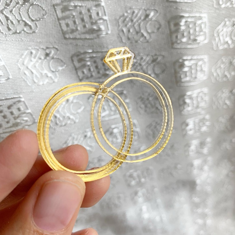 Replika Bentuk Cincin Dekorasi Lamaran Hantaran Seserahan Wedding Mahar Scrapbook akrilik emas perak