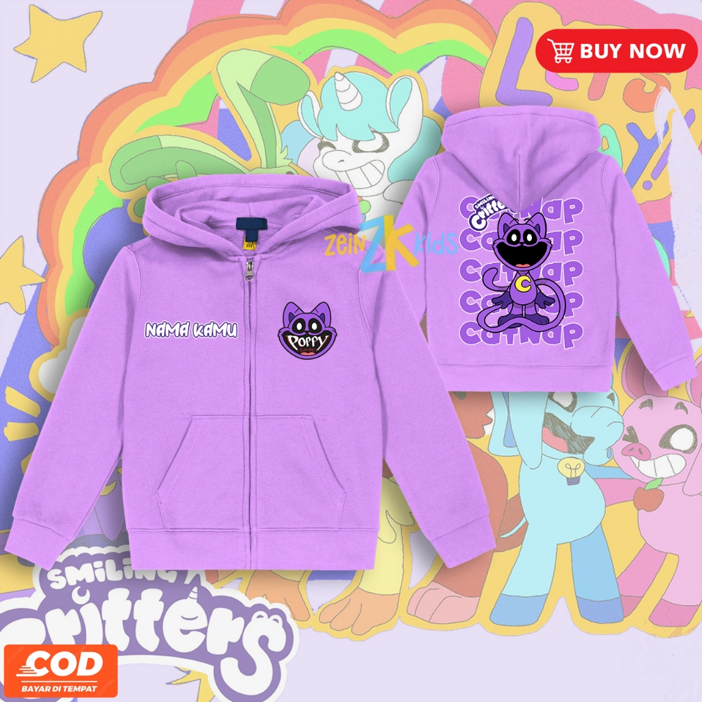 Jaket Zipper Anak CATNAP Poppy Playtime / Hoodie Poppy Playtime