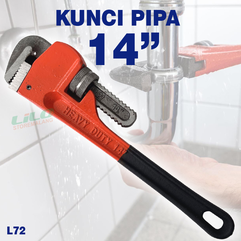 K382-KUNCI.PIPA.18 / KUNCI PIPA / PIPE WRENCH GAGANG KARET KUALITAS BAGUS MURAH / Kunci Pipa 10 inch