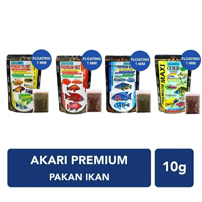 akari premium 10gr Akari blue yellow maxi red akari premium pakan pelet ikan cichlid