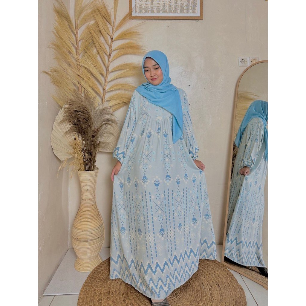 Dayana Dress Gamis Midi Rayon Viscose Printing Premium Rosemala