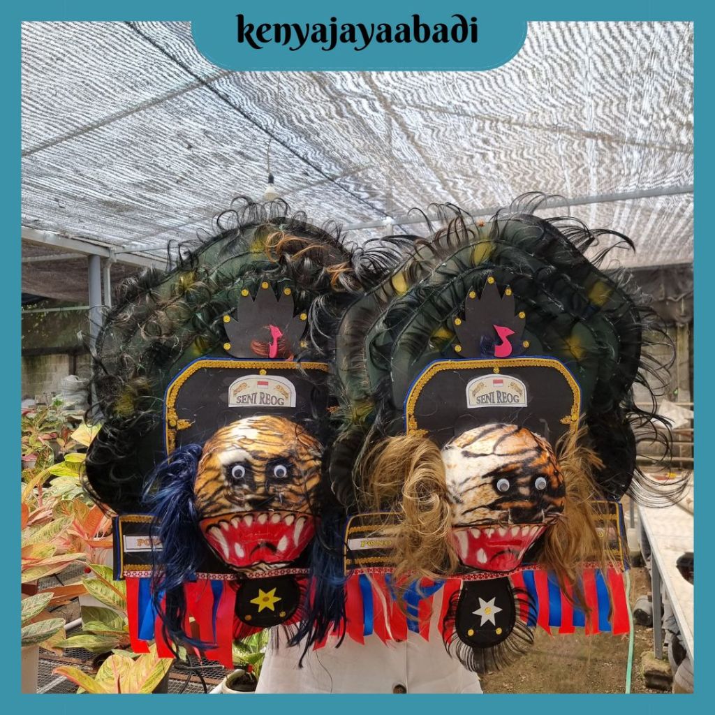 [ READY ] Topeng reog ponorogo dadak merak harimau / TOPENG SPON REOG BULU BESAR / Topeng Mainan Ana