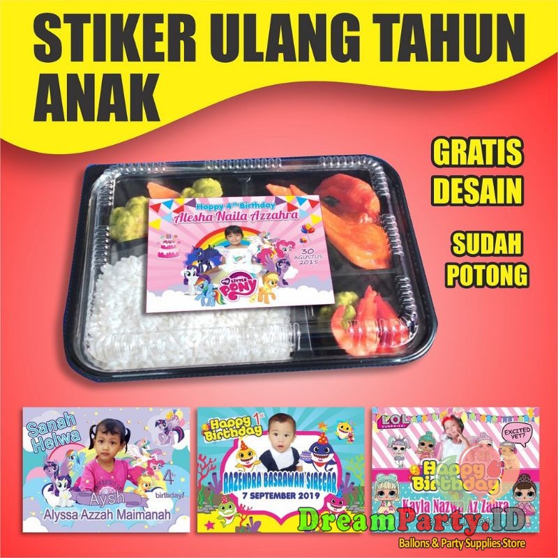 

️STICKER ULTAH ANAK PERSEGI / STICKER BENTO / STICKER LUNCHBOX️/NASI KOTAK