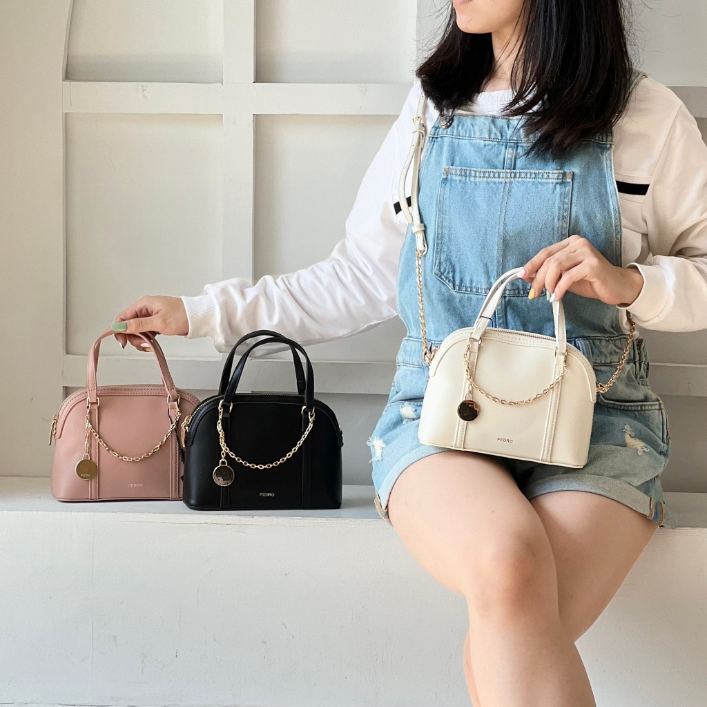 PDR PEDRO TAS JINJING TANGAN CHAIN EMBELLISHED MINI BOWLING TOP HANDBAG 01307