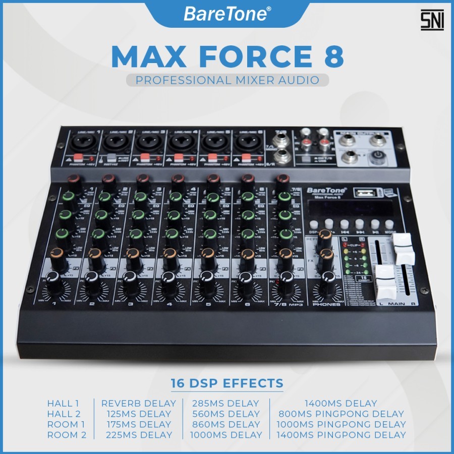 PROMO Mixer Audio BareTone Max Force 8 - Professional MIxer 8 channel