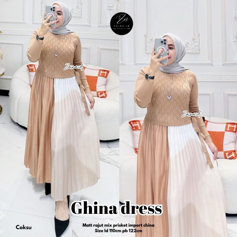 Zara woman Ghina dress by Zaina Matt rajut mix prisket import Ld110 Pb122
