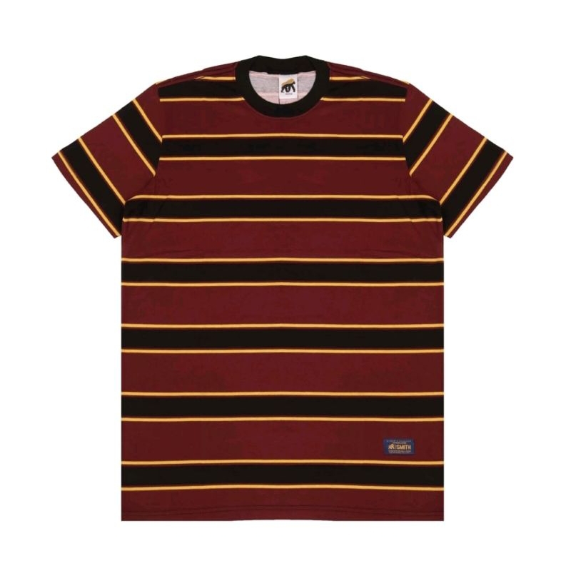 Kaos brand house of smith stripe merah hitam coklat