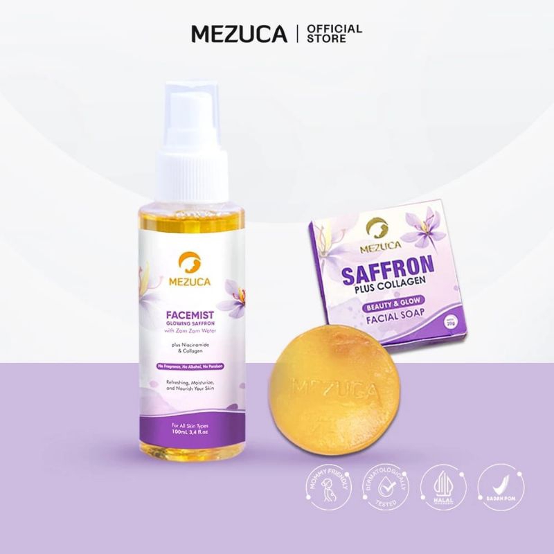 ❀ZF❀ PAKET SKINCARE MEZUCA || PAKET GLOWING MEZUCA || SAFFRON FACEMIST [100ml] DAN SABUN MUKA SAFFRO