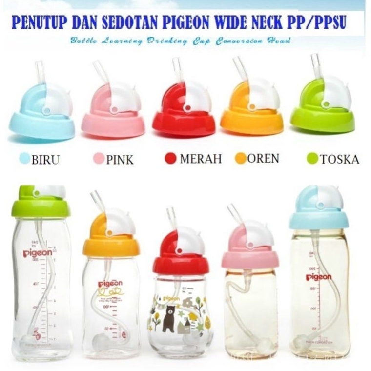 ORIGINAL Tutup botol sedotan Pigeon wide neck pengganti dot