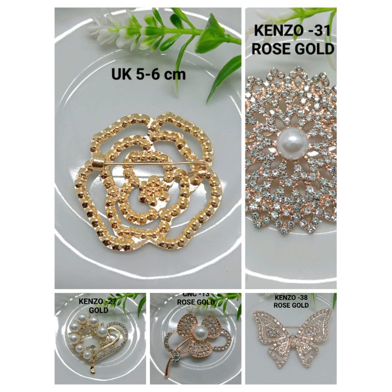 Bros/Bros dada/Bros cantik/Bros motif unik Gold dan Rose Gold harga/pcs
