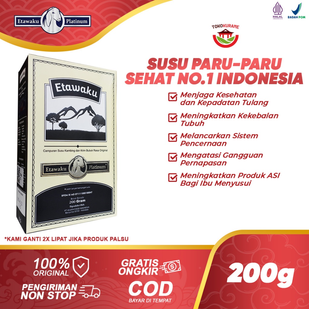

Etawaku Platinum Susu Etawa Original 100% Asli Untuk Paru-paru Sehat Halal Bpom