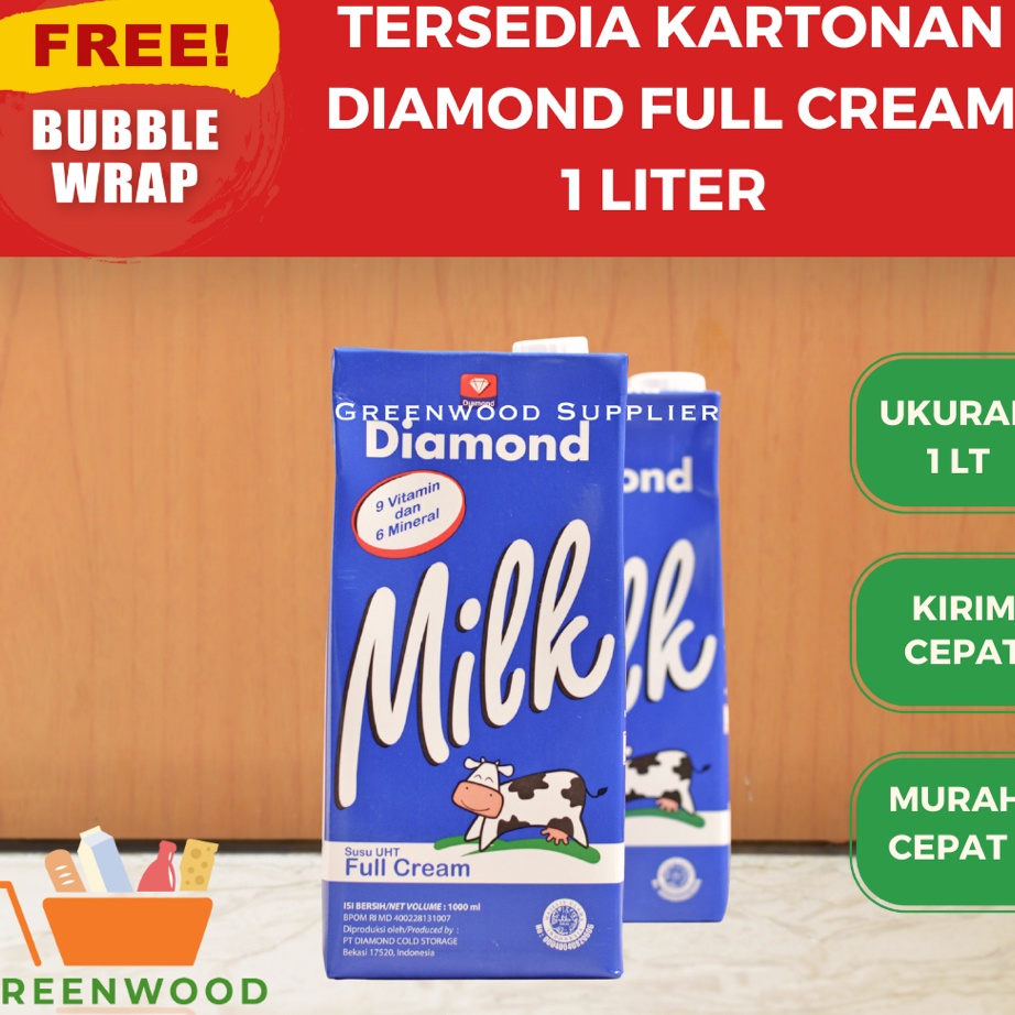 

READY STOK Susu UHT Diamond Full Cream 1 Liter