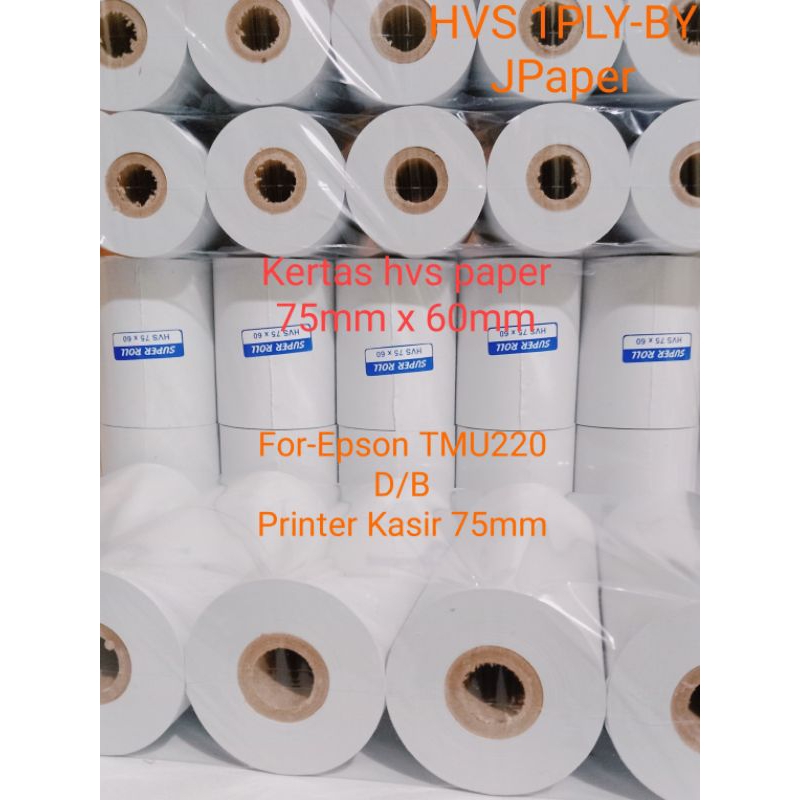 

Kertas Kasir Struk HVS 1Ply 75X60mm Paket 50roll