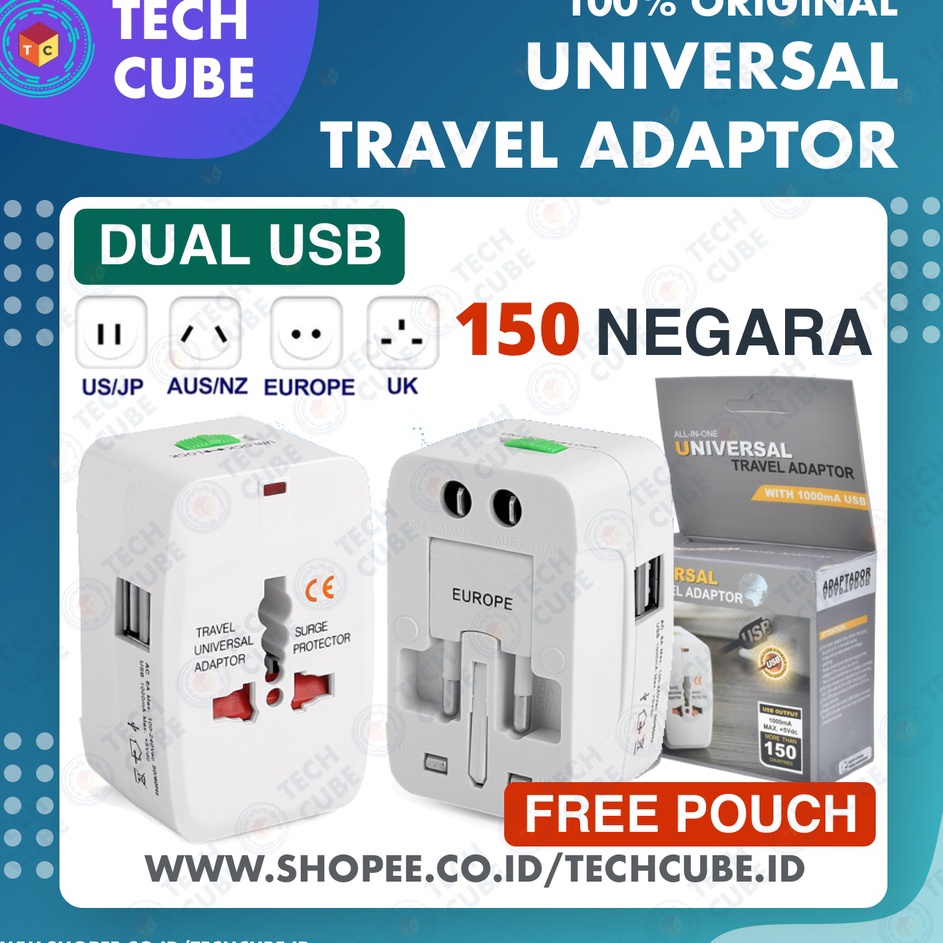 Baru Universal Travel Adaptor USB Charger Adapter Colokan Stop Kontak t Premium