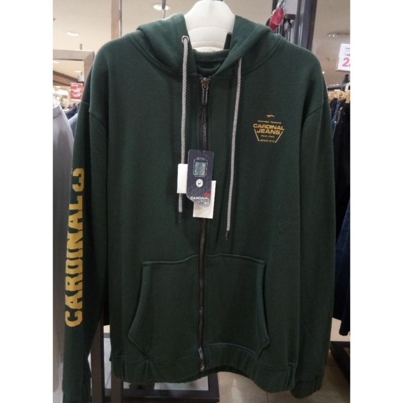 Jaket panjang pria Cardinal jeans original mens CAJAR00461J 06H Hoodie Jumper hijau botol