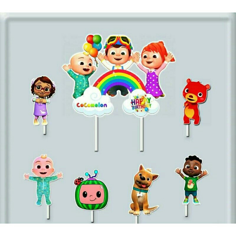 hiasan kue ulang tahun cake topper hiasan nasi tumpeng edisi cocomelon coco melon