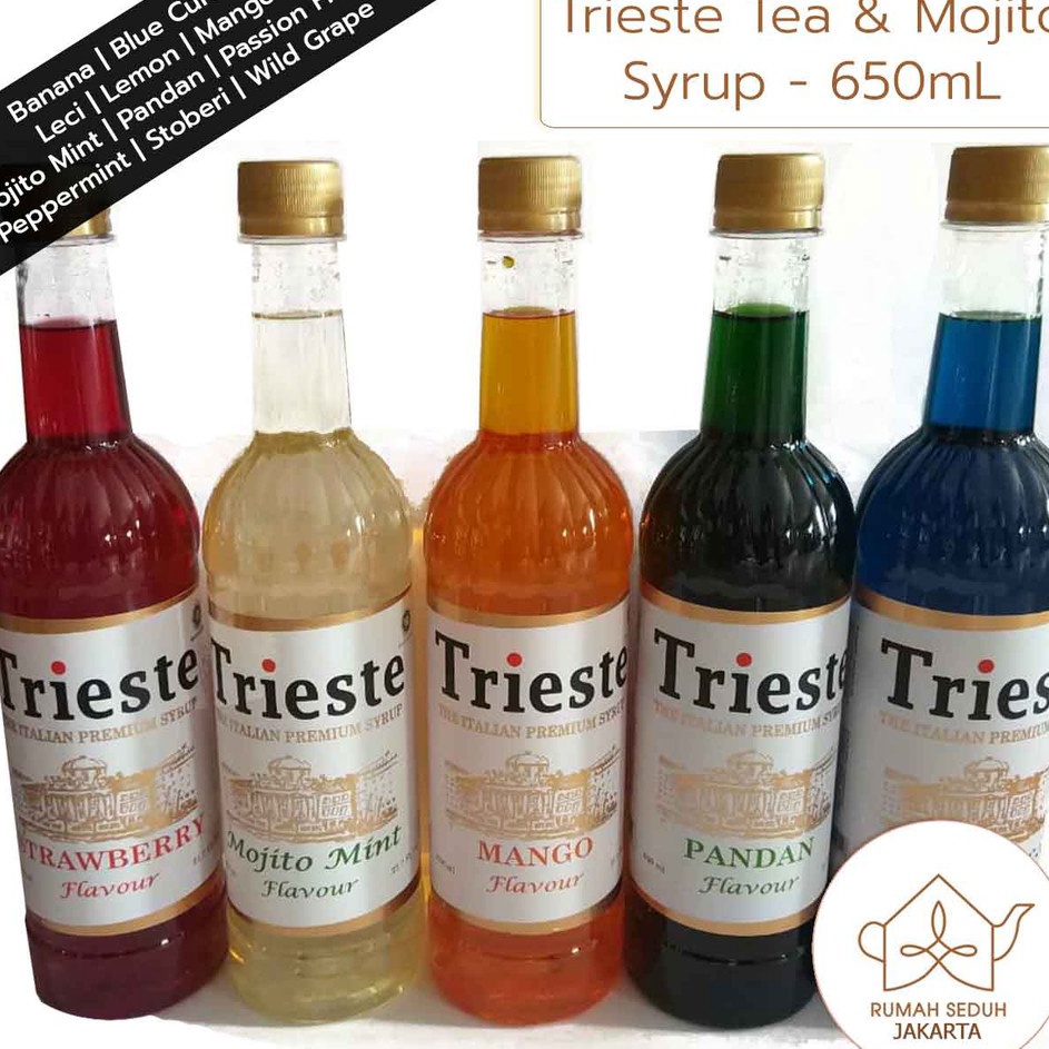 

Terlaris Trieste Italian Syrup 65 mL Tea and Mojito Syrup Series Mint Lychee Mango Strawberry Pandan