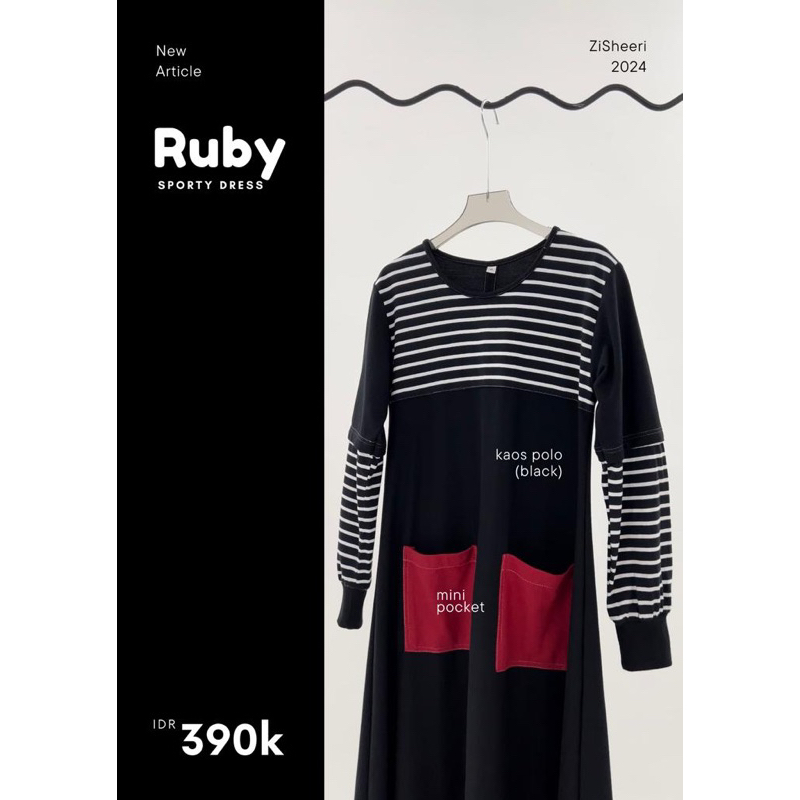 LONG DRESS RUBY SPORTY BY ZISHEERI BAHAN KAOS POLO PREMIUM /DRESS GAMIS SANTAI CANTIK MUSLIMAH MURAH