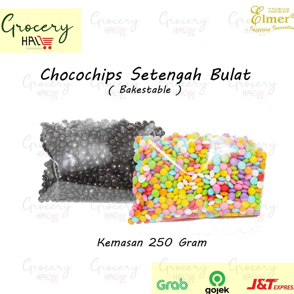 

PROMO ALE CHOCO CHIPS SETENGAH BULAT ELMER 25 GR BAKESTABLE DARK CHOCO WARNA WARNI